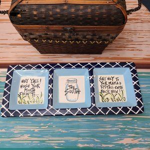 Magnolia Lane Collection The South Three Section Divider Serving Tray Platter Bl